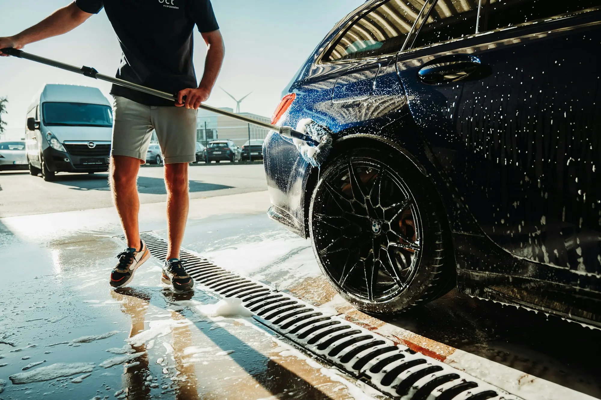 Pre-rinse with a pressure washer